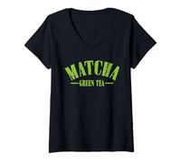 Donna Matcha Green Tea Lover Ghiacciano Matcha Latte Maglietta con Collo a V