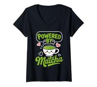 Donna Matcha Green Tea Lover Ghiacciano Matcha Latte Maglietta con Collo a V