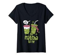Donna Matcha Green Tea Lover Ghiacciano Matcha Latte Maglietta con Collo a V