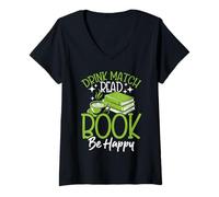 Donna Matcha Green Tea Lover Ghiacciano Matcha Latte Maglietta con Collo a V