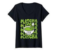 Donna Matcha Green Tea Lover Ghiacciano Matcha Latte Maglietta con Collo a V
