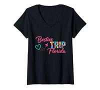 Donna Matching Best Friend Besties Trip Florida Vacation Funny Maglietta con Collo a V