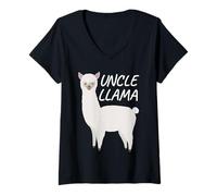 Donna Matching Family Llama Uncle Llama for Funny Uncle Maglietta con Collo a V