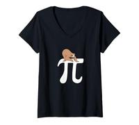 Donna Matematica Bradipo Pi Maglietta con Collo a V