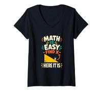Donna Matematica è Facile Divertente Algebra Geometria Insegnante Maglietta con Collo a V