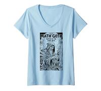 Donna Matematica Goth Divertente Matematica Amante Vintage Fumetti Insegnante Maglietta con Collo a V