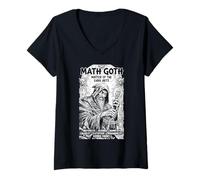 Donna Matematica Goth Divertente Matematica Amante Vintage Fumetti Insegnante Maglietta con Collo a V