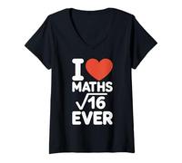 Donna Matematica I Love Maths Forever Punizione Matematica Maglietta con Collo a V