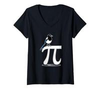 Donna Matematica Pi Gazza Uccello Nerd Umorismo Scuola Scienza Maglietta con Collo a V