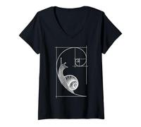 Donna Matematici Rapporto Geometria Sacra a Spirale di Fibonacci Lumaca Maglietta con Collo a V