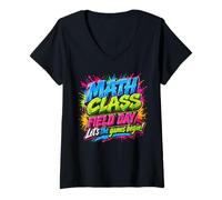 Donna Math Class Let The Games Begin Field Day Maglietta con Collo a V