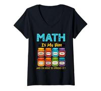 Donna Math Is My Jam And Im Here To Spread It Funny Teacher Math Maglietta con Collo a V