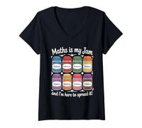 Donna Maths Is My Jam Divertente Matematica Insegnante Studente Gioco di Parole Umorismo Maglietta con Collo a V