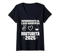 Donna Maturità 2025 Liceo Scientifico Scuola Studente Ironico Maglietta con Collo a V