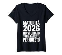 Donna Maturità 2026 Liceo Scientifico e Classico Studenti Maglietta con Collo a V