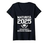 Donna Maturità Istituto Tecnico Meccanica 2025 Maglietta con Collo a V