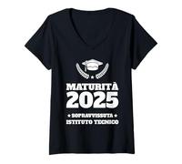 Donna Maturità Istituto Tecnico Meccanica 2025 Maglietta con Collo a V