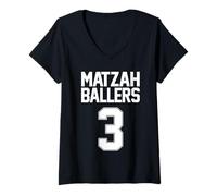 Donna Matzah Baller - 3 Divertenti Palline da Basket ebraiche Maglietta con Collo a V