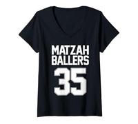 Donna Matzah Baller - 3 Divertenti Palline da Basket ebraiche Maglietta con Collo a V