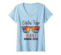 Donna Maui Hawaii Girls Trip 2026 Weekend Vacation Group Party Maglietta con Collo a V