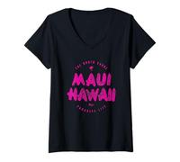 Donna Maui North Shore Paradise Life Hawaii in Stile Vintage Maglietta con Collo a V