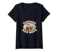 Donna Max e Moritz Vintage Bad Boys Maglietta con Collo a V
