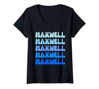 Donna Maxwell Retro Name Stack Design Maglietta con Collo a V