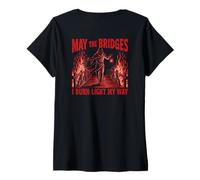Donna May The Bridges I Burn Light My Way Funny Goth Gothic Skull Maglietta con Collo a V