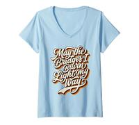 Donna May The Bridges I Burn Light My Way Vintage Anni '70 Maglietta con Collo a V