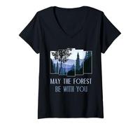 Donna May The Forest BE with You, Maglietta Nature Lover Earth Day Maglietta con Collo a V