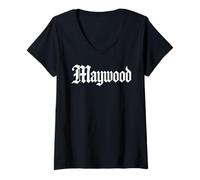 Donna Maywood California 323 South LA Southeast Huntington Park Maglietta con Collo a V