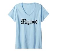 Donna Maywood California 323 South LA Southeast Huntington Park Maglietta con Collo a V