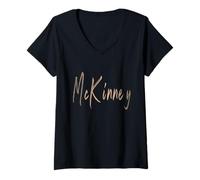 Donna McKinney Texas Vintage design elegante Maglietta con Collo a V
