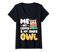 Donna Me My Coffee & My Inner Owl - Gufo mattutino per Amanti del caffè Maglietta con Collo a V