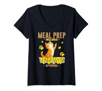 Donna Meal prep includes paw approval Maglietta con Collo a V