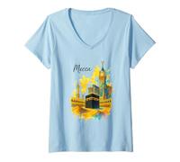 Donna Mecca Makkah Arabia Saudita Classic Everyday Travel Maglietta con Collo a V