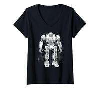 Donna Mech Robot Design/Schizzo/Disegno Maglietta con Collo a V
