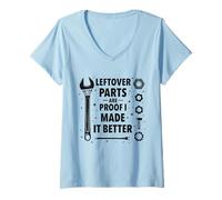 Donna Mechanic Leftover parts are proof I made it better Funny Maglietta con Collo a V