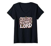 Donna Mechanical Keyboard Click Clack Feedback Lord Maglietta con Collo a V