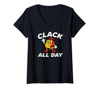 Donna Mechanical Keyboard Switch Clack all Day Retro Maglietta con Collo a V