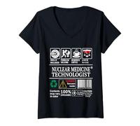 Donna Medicina Nucleare Tech Label Skills Sarcasmo caffè Vino Maglietta con Collo a V