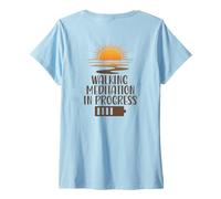 Donna Meditazione Camminata in Progress Sunrise Mindfulness Path Maglietta con Collo a V