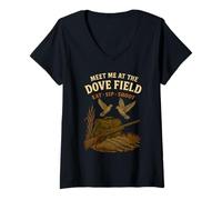 Donna Meet Me At The Dove Field Camo Caccia Stagione Dove Hunter Maglietta con Collo a V
