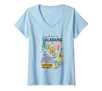 Donna Meet Me in Alabama Landmarks Charm Maglietta con Collo a V