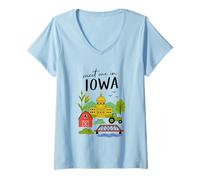 Donna Meet Me in Iowa Capitol Corn Barn Scene Maglietta con Collo a V