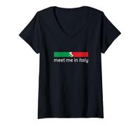 Donna Meet Me in Italia Maglietta con Collo a V
