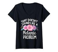 Donna MELANIE Personalized Cute Flower Girls MELANIE Name Maglietta con Collo a V