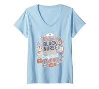 Donna Melanin Black Nurse Proud Confident Strong Infermiera Maglietta con Collo a V