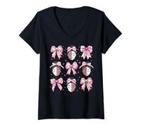 Donna Melanina Black History Month African Girl Coquette Bow Rosa Maglietta con Collo a V