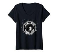 Donna Melanina ragazze capelli naturali Graphic Tees per le donne africane Maglietta con Collo a V